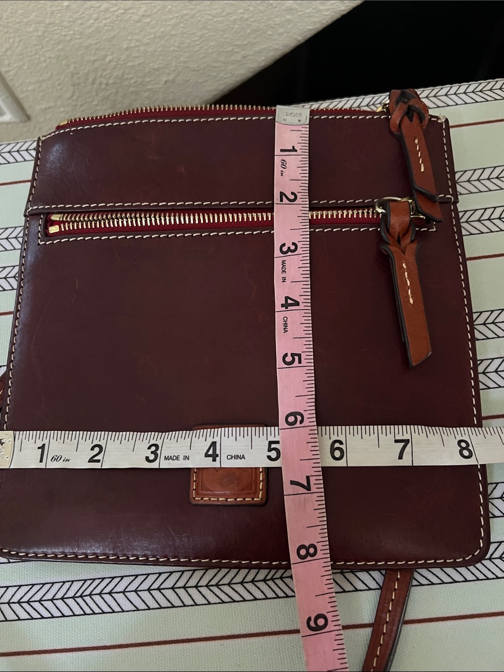 Dooney & Bourke Crossbody Bag - Tan/Burgundy Merlot Color - Picture 5 of 8